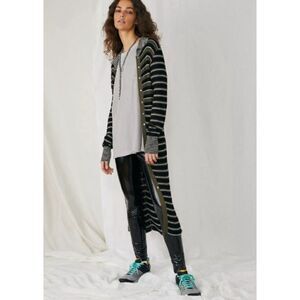 NEW Free People Vista Cardi Striped Midi Sweater Dress Button Front Size XS